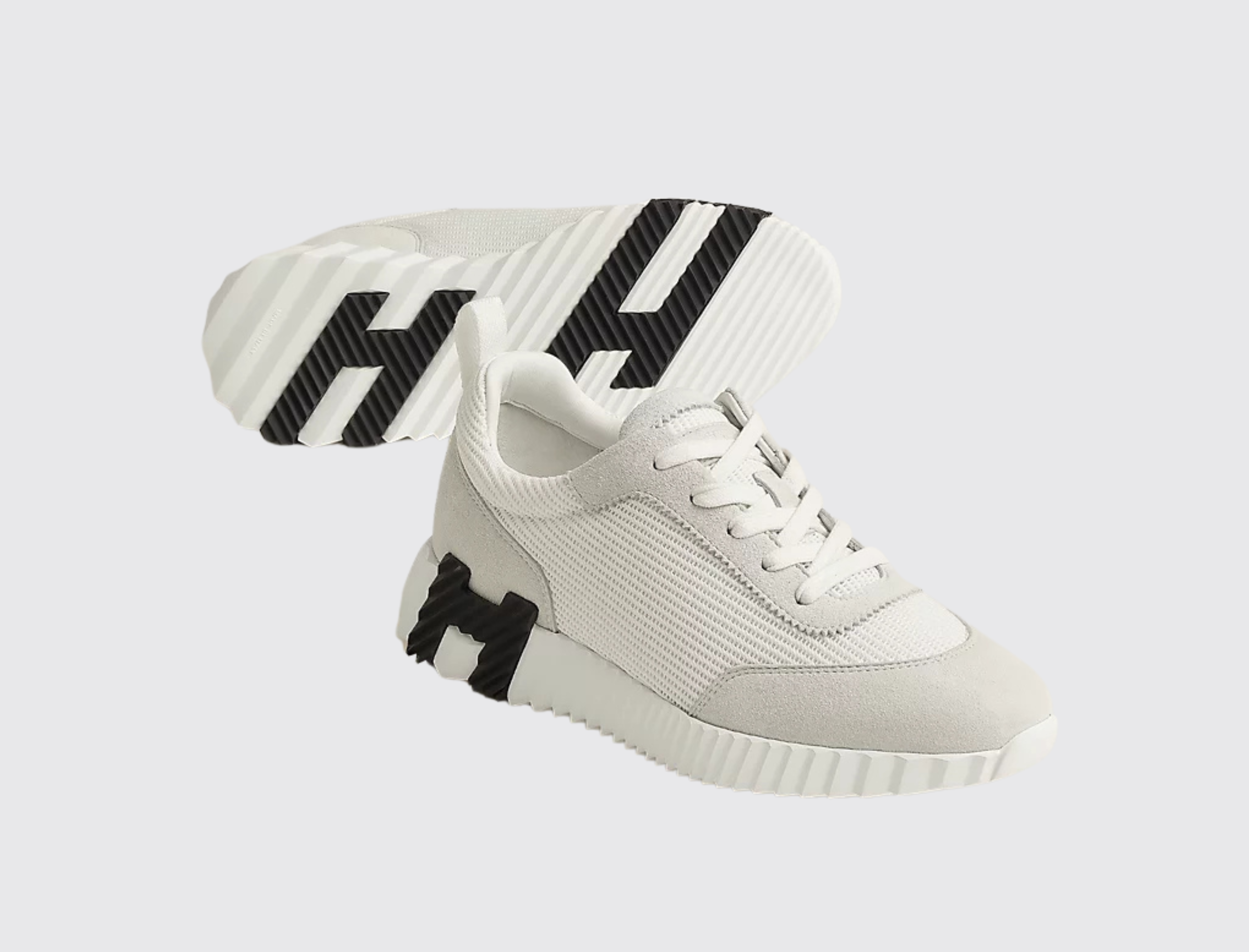 White & Grey H Bouncing Canvas Sneakers