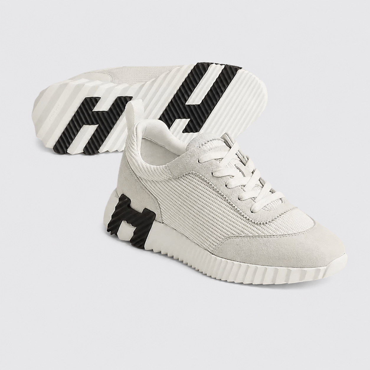 White & Black H Bouncing Canvas Sneaker