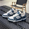 White & Blue Monogram Sneakers