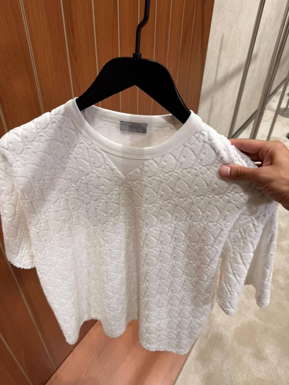 White Oblique Towelling T-shirt