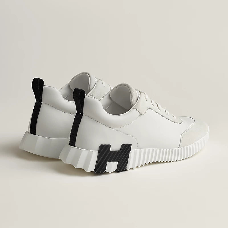 White & Black H Bouncing Leather Sneakers