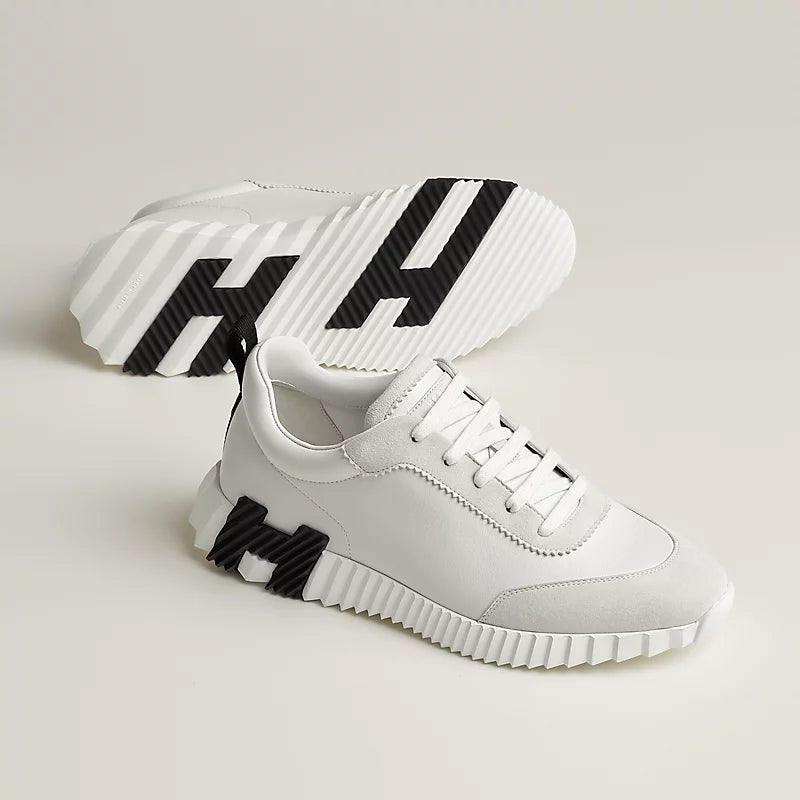 Black & White H Bouncing Leather Sneakers