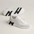 White & Black H Bouncing Leather Sneakers