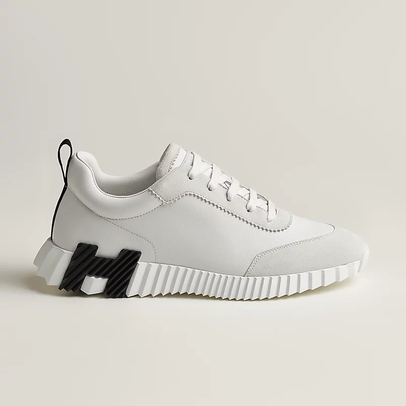 White & Black H Bouncing Leather Sneakers