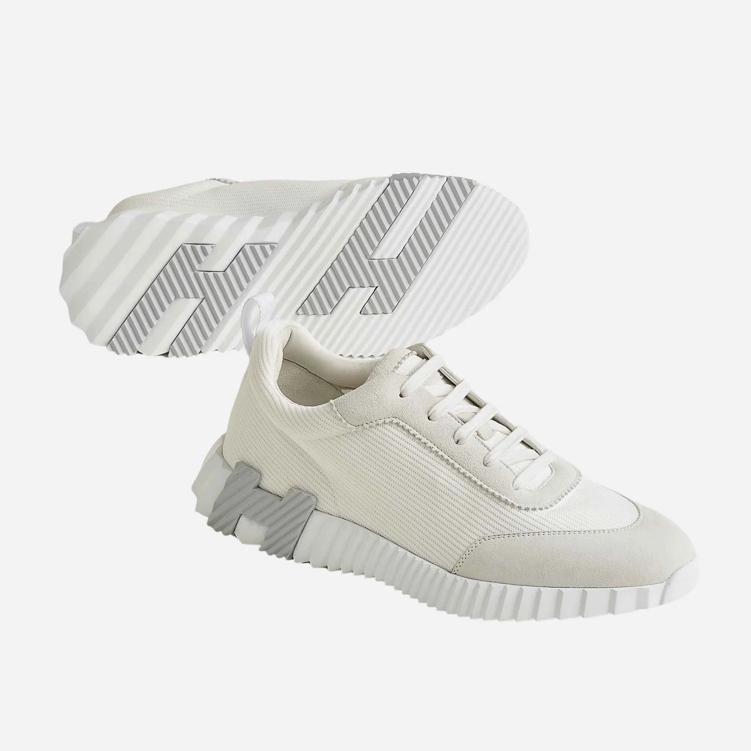 White & Grey H Bouncing Canvas Sneakers