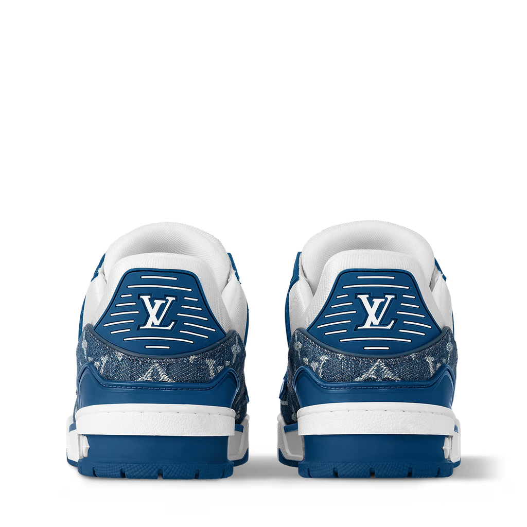 White & Blue Monogram Sneakers