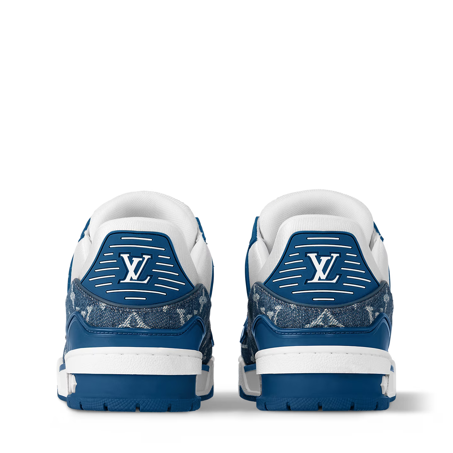 White & Blue Monogram Sneakers