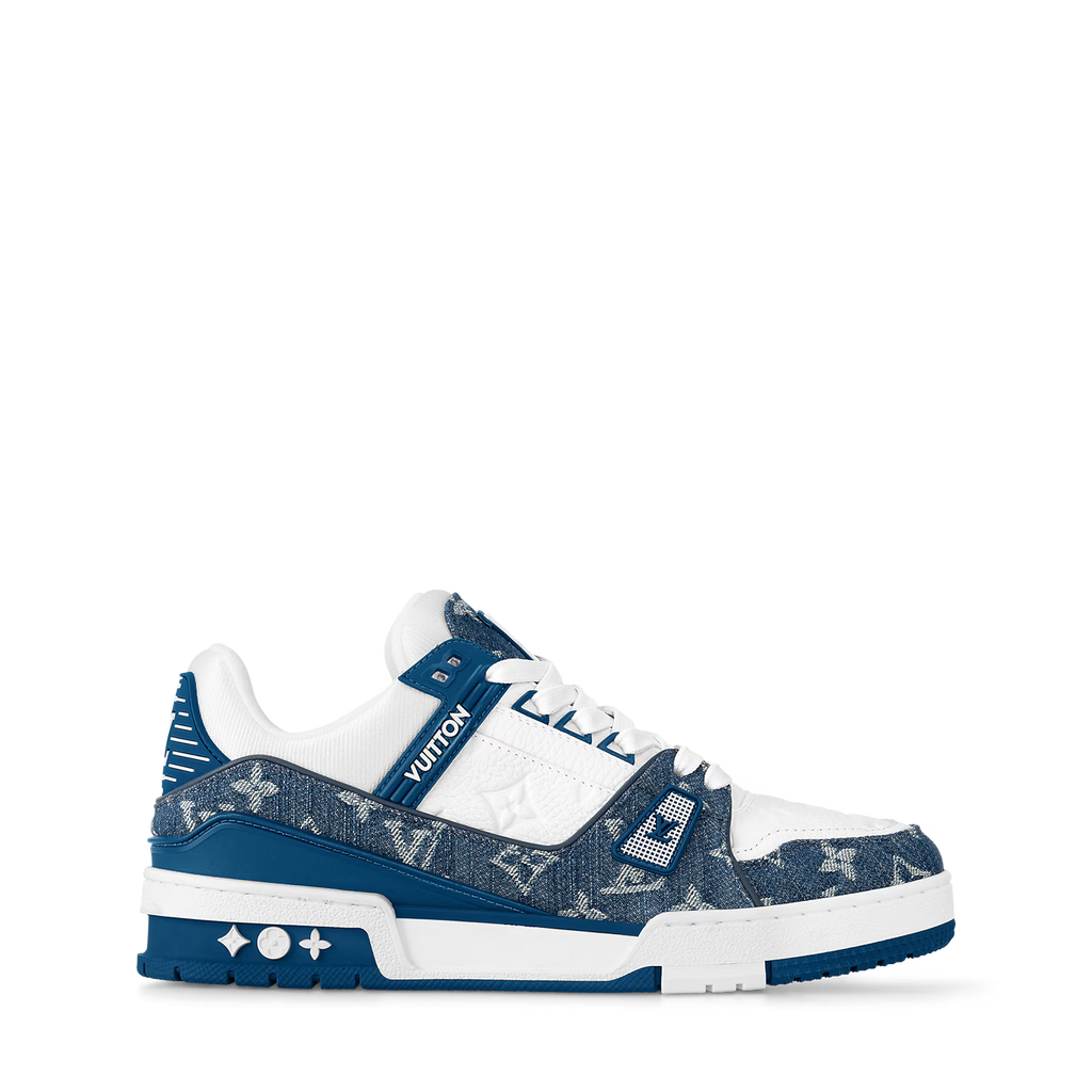 White & Blue Monogram Sneakers