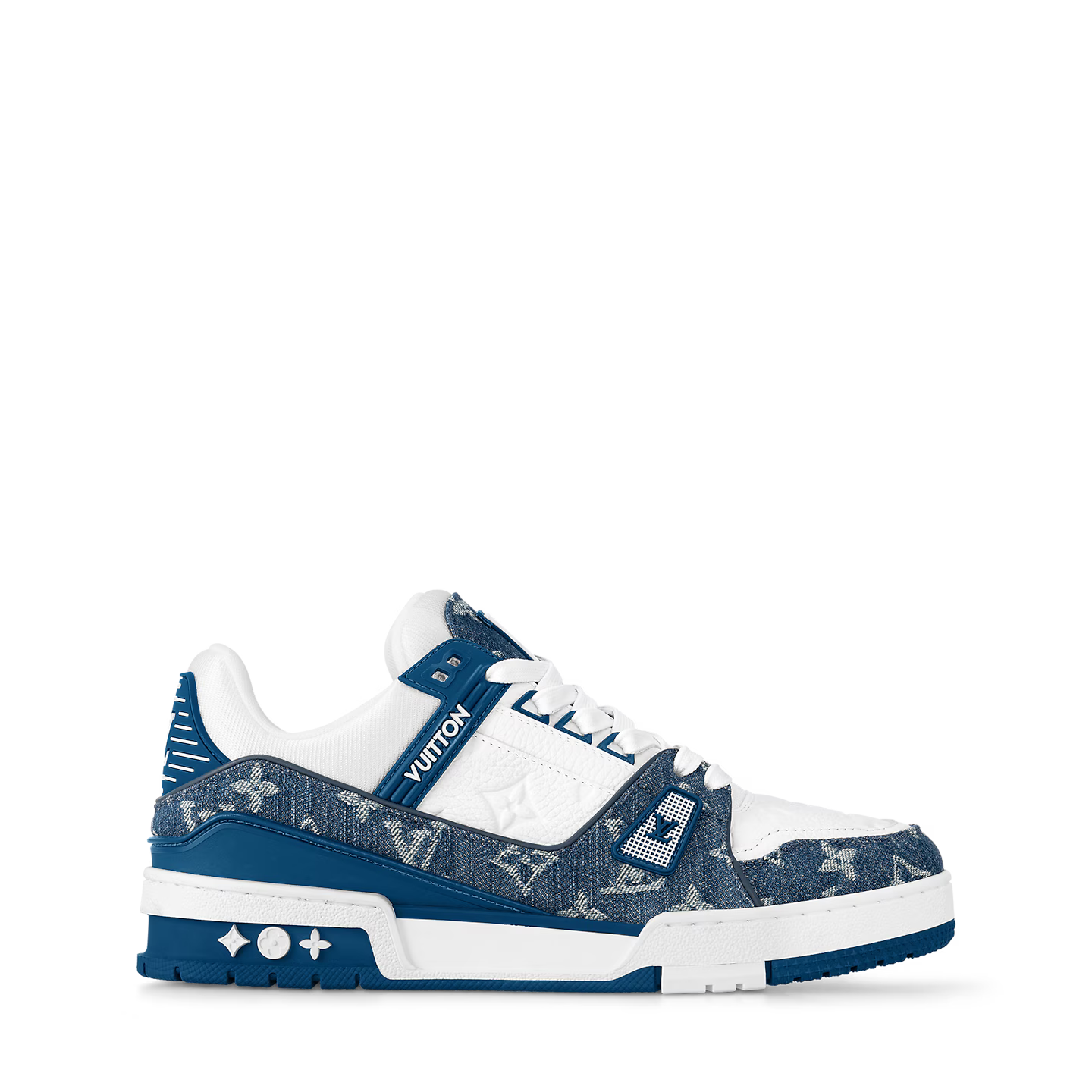 White & Blue Monogram Sneakers